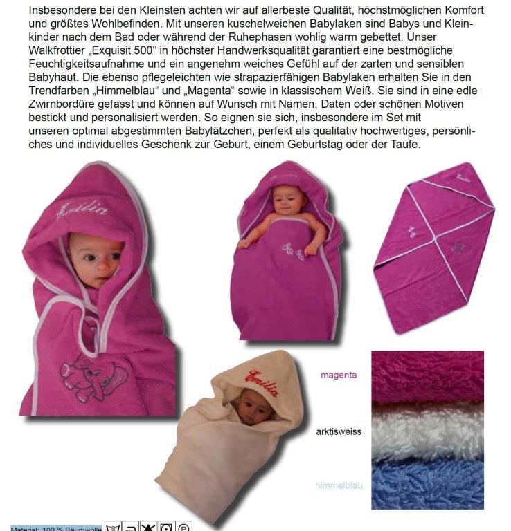 Babylaken mit Kapuze, Farbe magenta