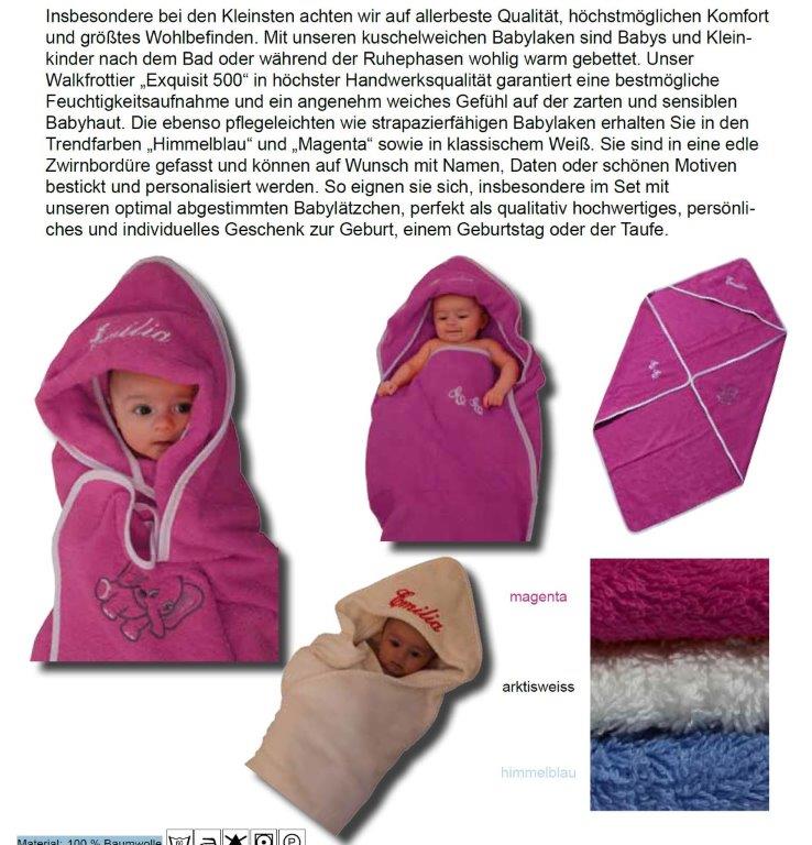 Babylaken mit Kapuze, Farbe himmelblau