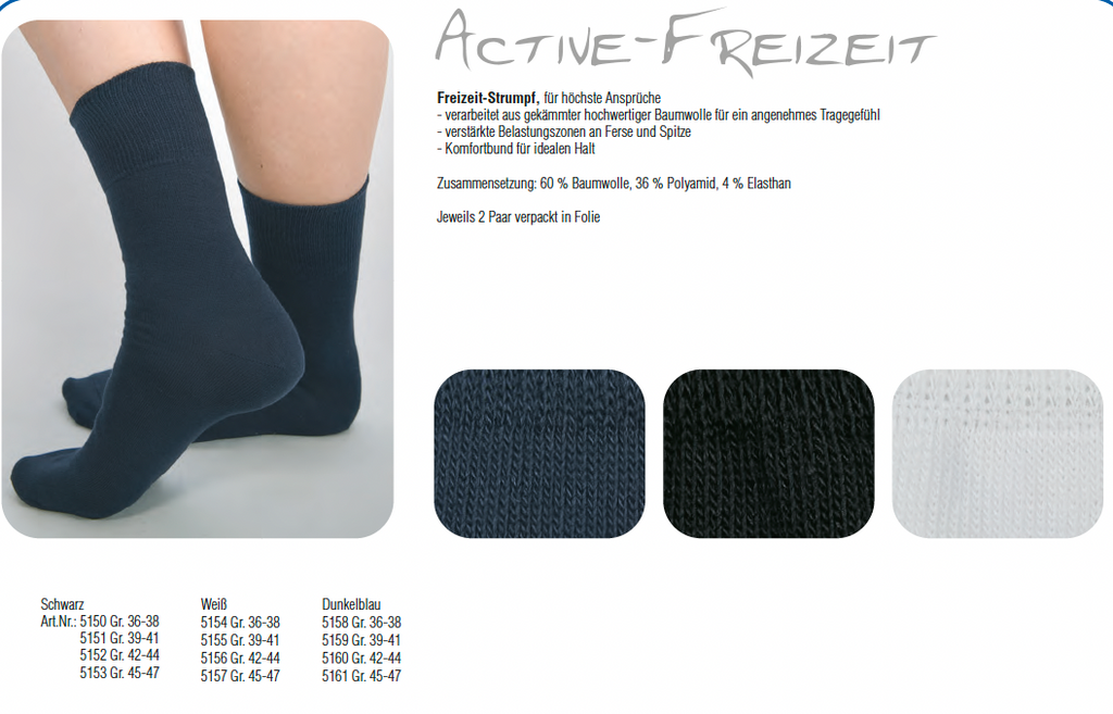 Socken-Freizeit-Active dunkelbl. Gr. 36-38 / 4 Paar