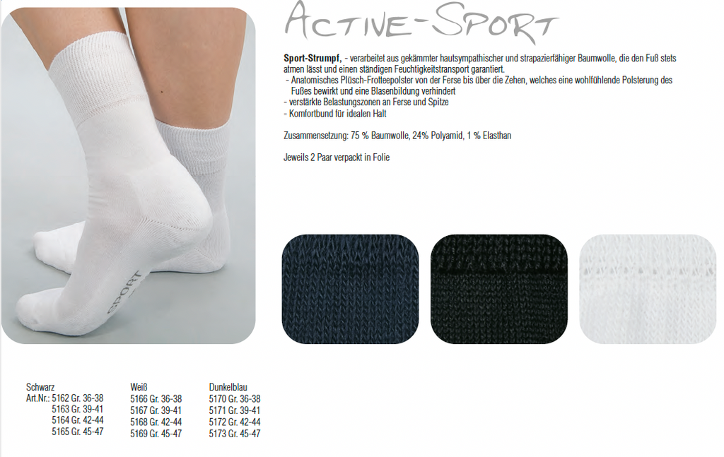 Socken-Active-Sport weiß Gr. 36-38 / 4 Paar