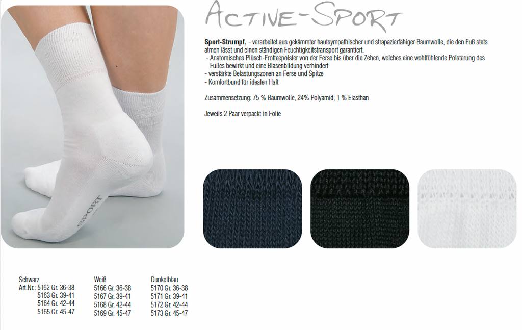 Socken-Active-Sport schwarz Gr. 45-47 / 4 Paar